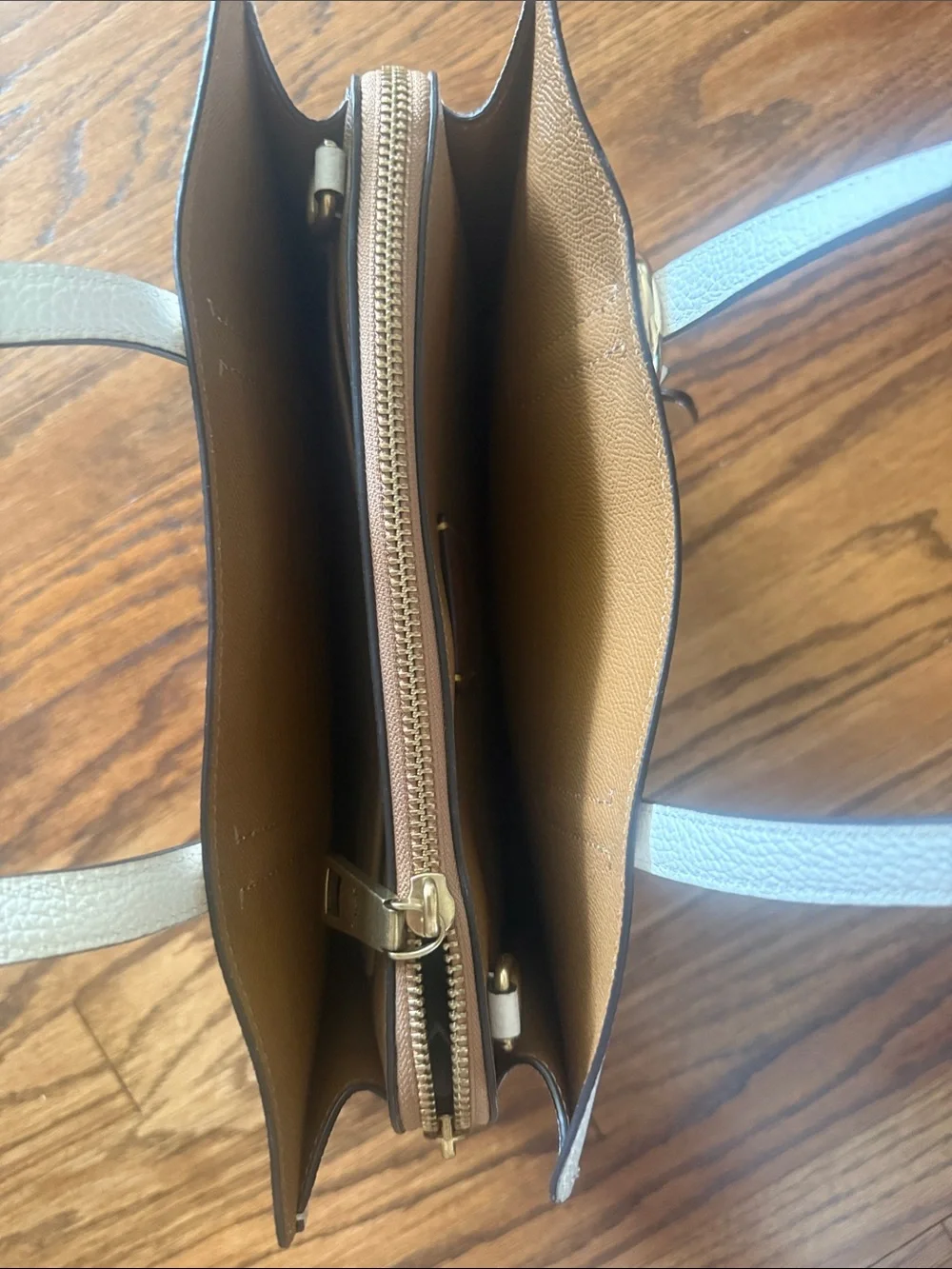 Coach White Pebbled Leather Satchel with Floral Charm